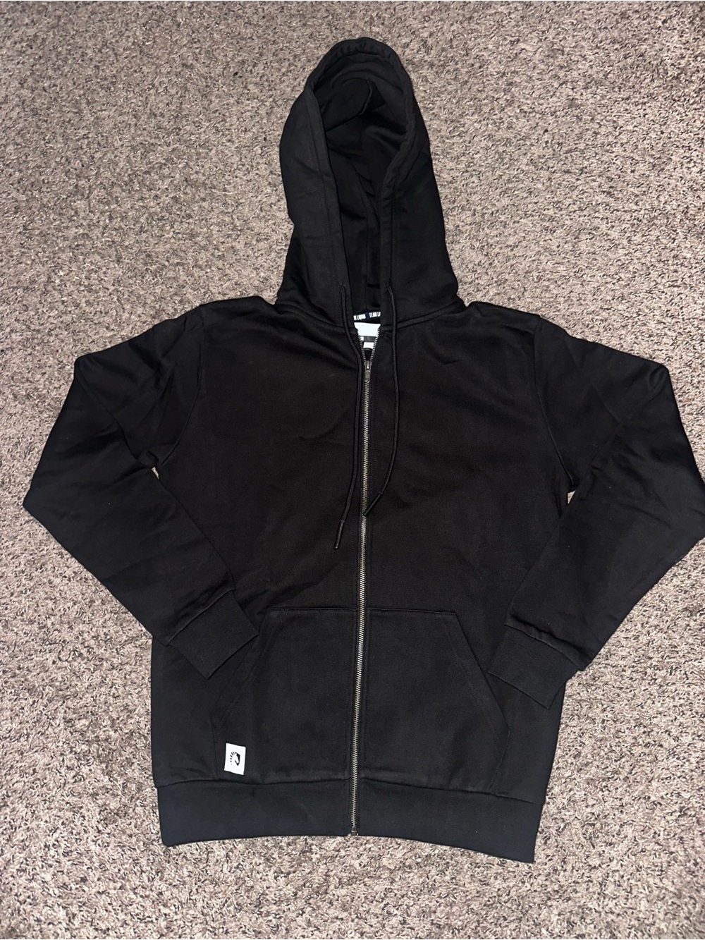 Men's Black Zip-Up Hoodie Sweater M